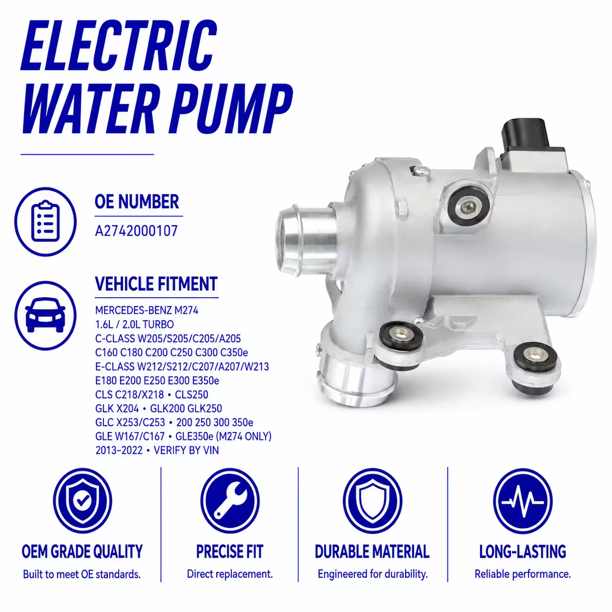 Water Pump for Mercedes-Benz GLC / GLE / GLK