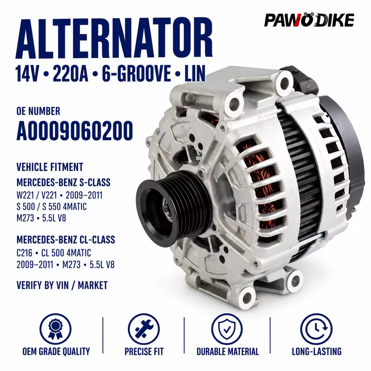 Alternator for Mercedes-Benz (chassis to be confirmed)