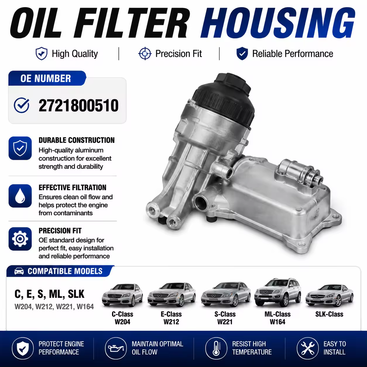 Oil Filter Housing for Mercedes-Benz (W204 / W212 / W221 / W164)