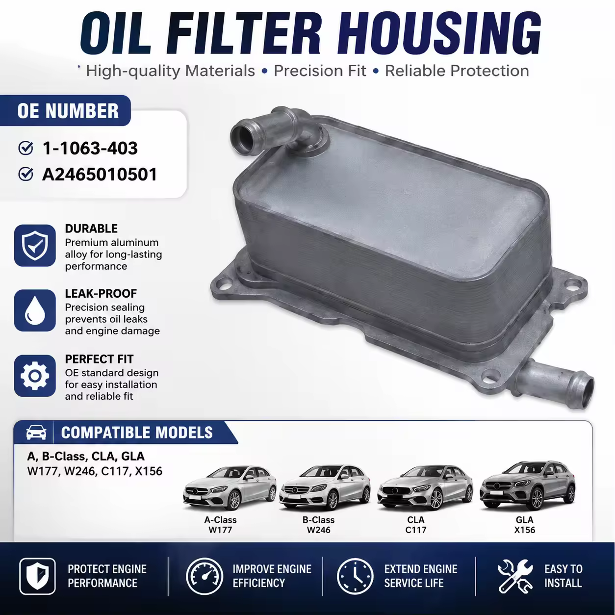 Oil Filter Housing for Mercedes-Benz (W176 / W246 / C117 / X156)