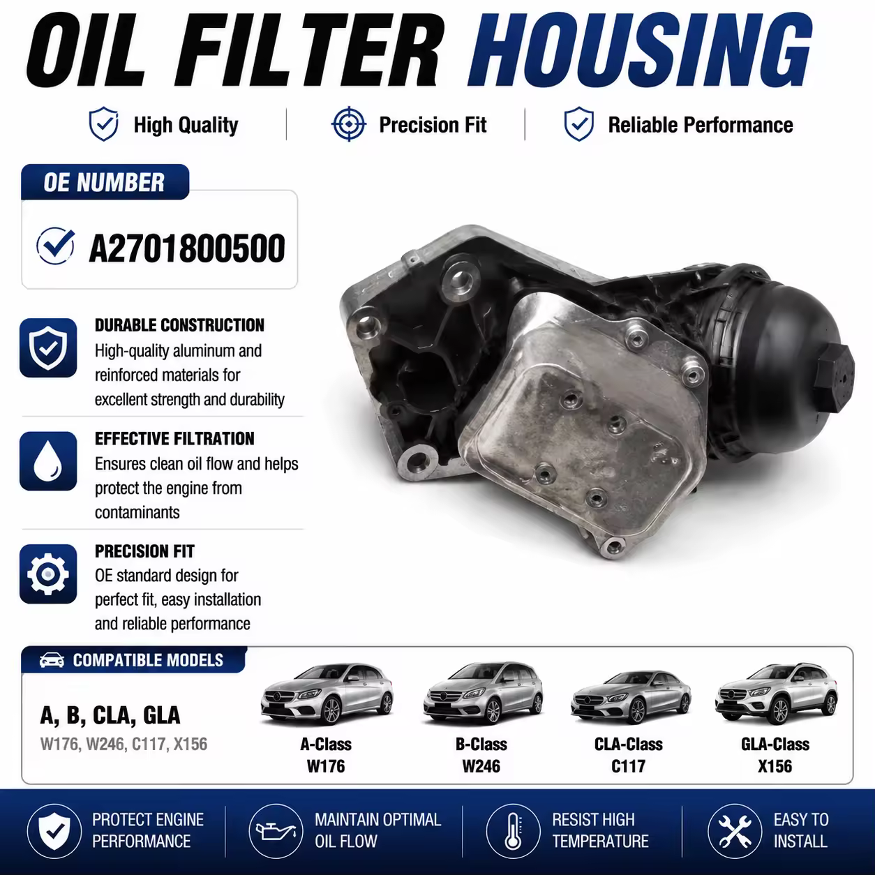 Oil Filter Housing for Mercedes-Benz (W176 / W246 / C117 / X156)