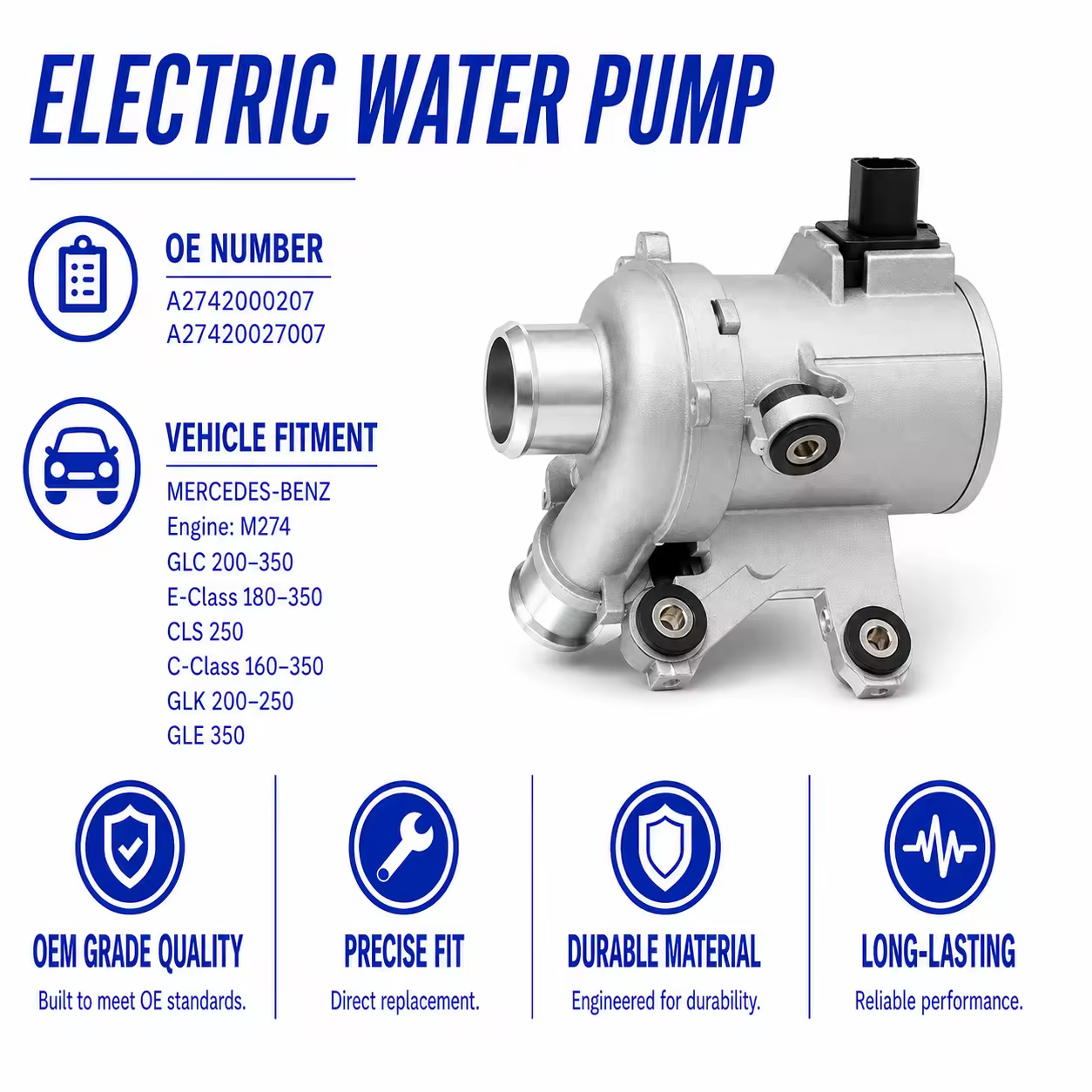 Water Pump for Mercedes-Benz GLC / GLE / GLK