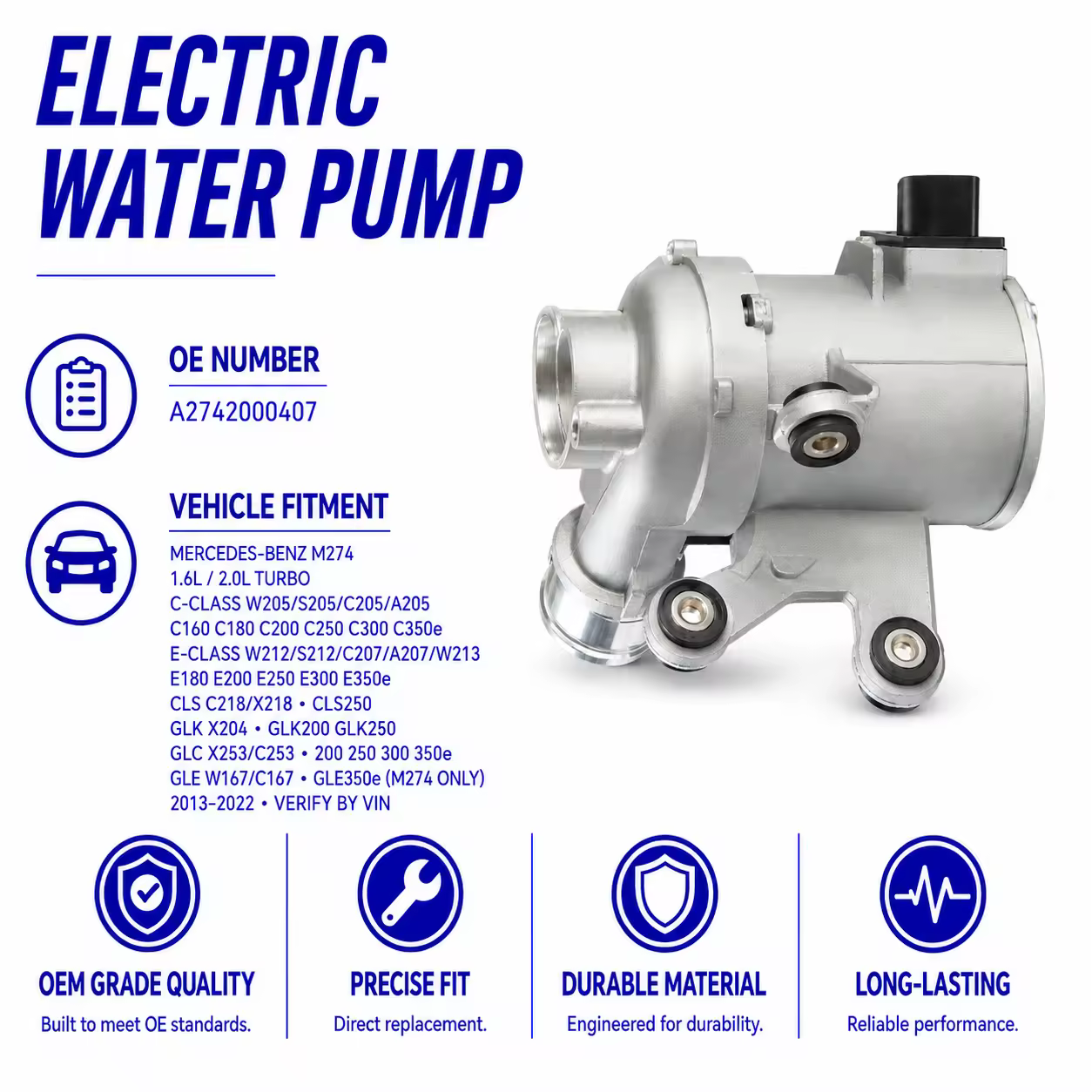 Water Pump for Mercedes-Benz GLC / GLE / GLK — view 7