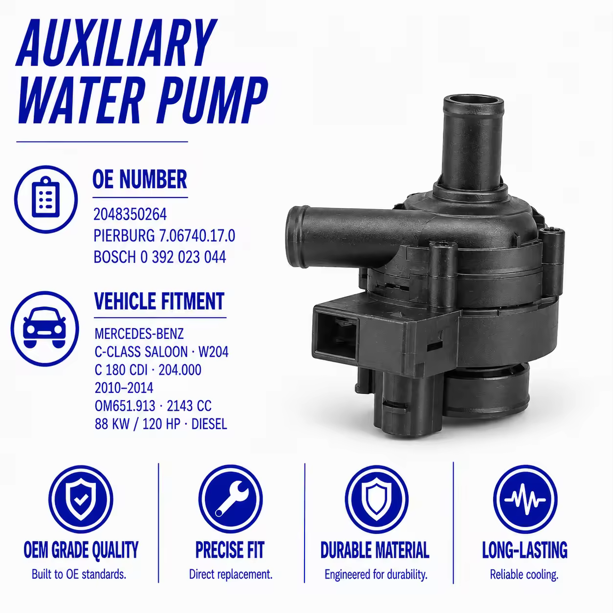 Coolant Pump for Mercedes-Benz C-Class (W204)