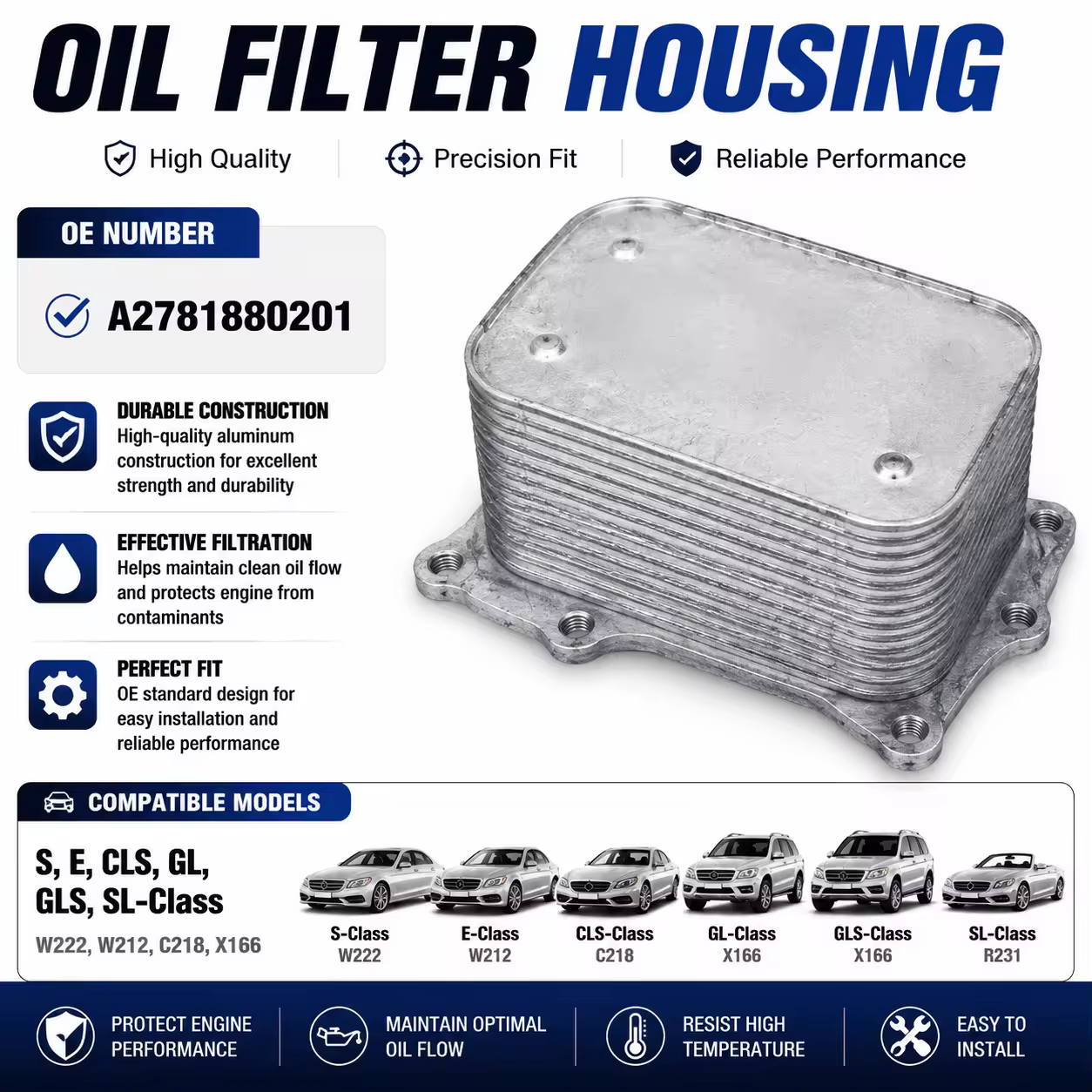 Oil Filter Housing for Mercedes-Benz (W222 / W212 / X166)